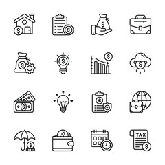 Grab this amazing linear collection depicting finance and trading icons