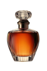 Perfume bottle with glass stopper isolated, ultra realistic product photo for beauty editorial, packaging design, and luxury retail visuals