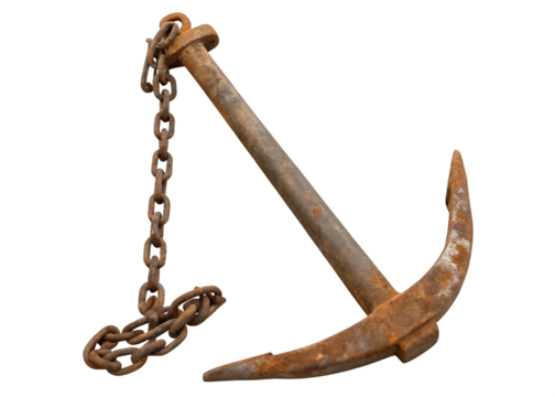 rusty anchor isolated on white background PNG
