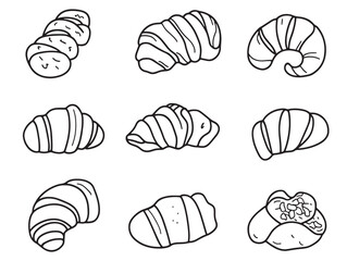 Simple and Clean Croissant Line Art for Bakery Illustrations