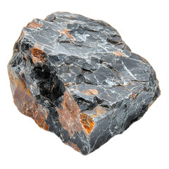 Piece of rough granite stone on transparent background, ultra realistic texture sample for geological studies and architectural visualization