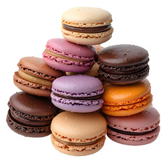Pile of colorful macarons isolated, sharp focus image for food magazines, culinary blogs, and sweet recipe features