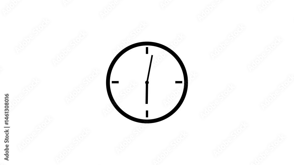 Poster clock on black background animation day time. footage. transparent background. alpha channel.