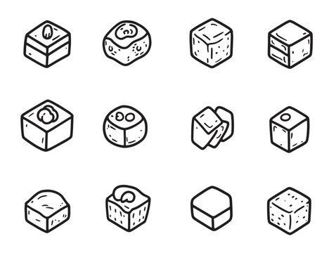 Naklejki Crouton Food Line Art Vector Drawing for Restaurant Menu Design