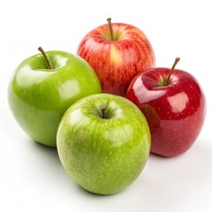 red and green apples on white