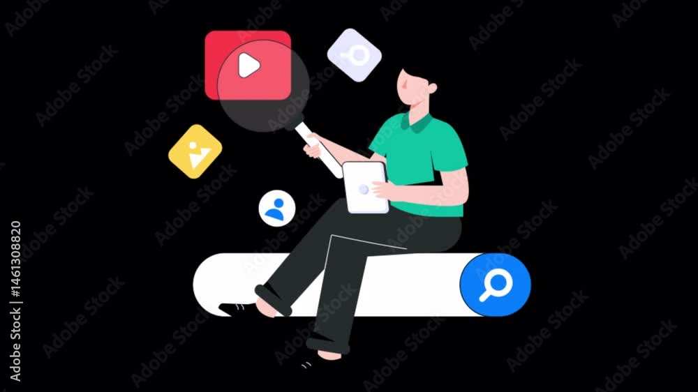 Poster search engine motion graphic rendering with transparent alpha channel