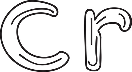 Fototapeta premium Two stylized black and white letters 'C' and 'R' are presented in a minimalist