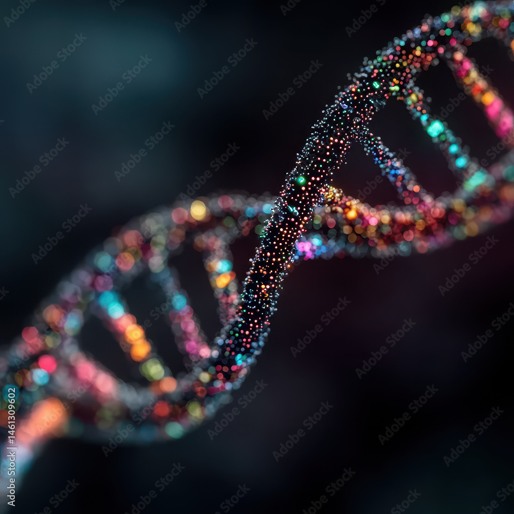 Poster digital dna matrix of ai influencer showcasing algorithms that define personality and marketing impa