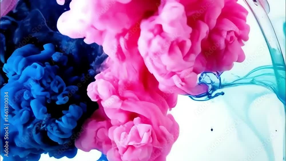 Poster abstract colorful ink swirls and blends in water dynamic background texture