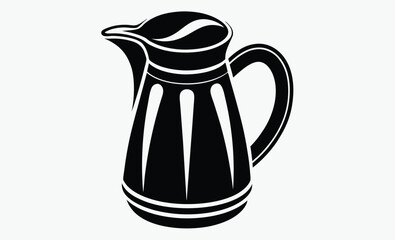 Milk pitcher silhouette, classic jug icon, vintage milk container, simple pitcher graphic