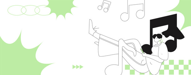 Music characters scene flat vector concept operation illustration
