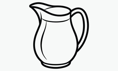 Milk pitcher silhouette, classic jug icon, vintage milk container, simple pitcher graphic