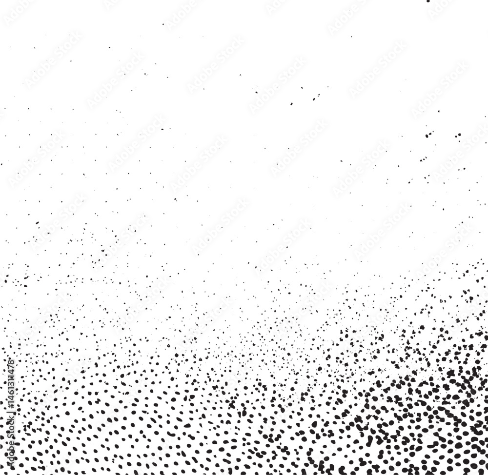 Poster a grayscale gradient transitions from white to black featuring a dense scattering of small dots.