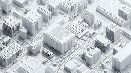 Fototapeta premium Abstract Cityscape Design With White Buildings
