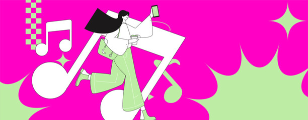 Music characters scene flat vector concept operation illustration
