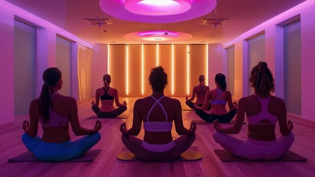 women meditate in the lotus position. Selective focus