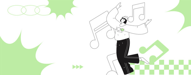 Music characters scene flat vector concept operation illustration
