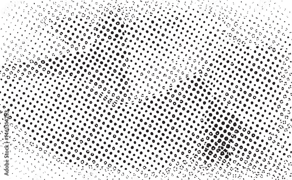 Poster a dynamic radial of numerous small dots transitions from dark to light.
