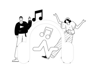 Music characters scene flat vector concept operation illustration
