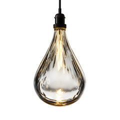 lamp shaped like suspended raindrop, isolated on white background