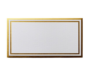 Fototapeta premium A gold frame with a white background. Rectangular white paper frame with gold border. Isolated on transparent background