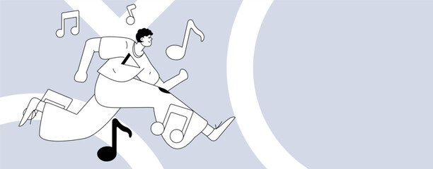 Music characters scene flat vector concept operation illustration
