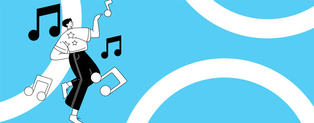Music characters scene flat vector concept operation illustration
