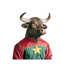 Bull in Jockey Silk - Surreal Animal Portrait