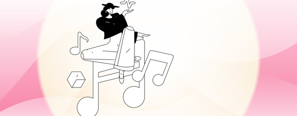 Music characters scene flat vector concept operation illustration
