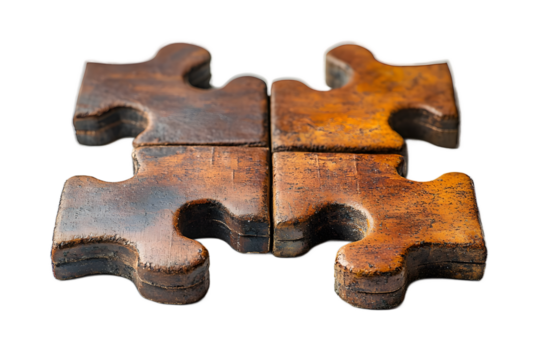 Set of 3D puzzle piece icons with cutout background, professional studio shot of subject focused graphic for infographics and data visualization., cut out