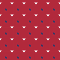 Patriotic Stars Seamless Pattern. 4th of July, USA Independence day, Americana Backdrop. Vector Template For Fabric, Textile, Wallpaper, Wrapping Paper