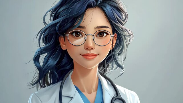 Cartoon female doctor in a lab coat