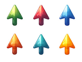Set of arrow direction icons on transparent background, high quality photo of subject focused graphics for digital products and software design.