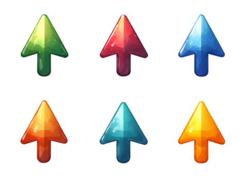 Set of arrow direction icons on transparent background, high quality photo of subject focused graphics for digital products and software design.