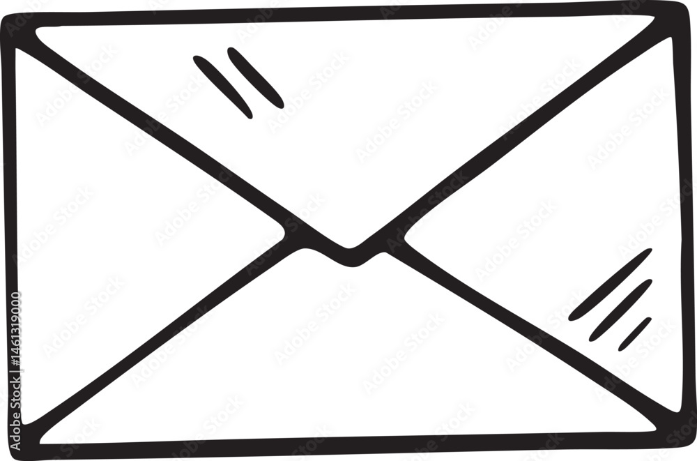 Aufkleber a simple open envelope rests on a white surface.