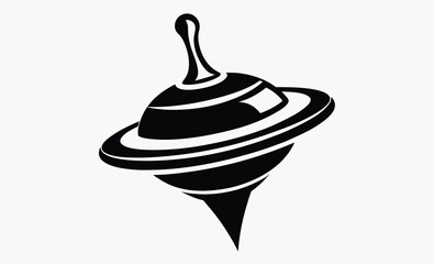 spinning top silhouette, toy top vector, spinning toy illustration, top view drawing