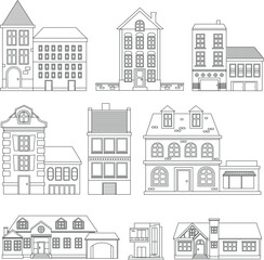 Fototapeta premium House Line Icon Vector / Home icon / Building houses - Vector thin line icon. Set of Modern and Classic House Icons in Line Art Style. House icon.