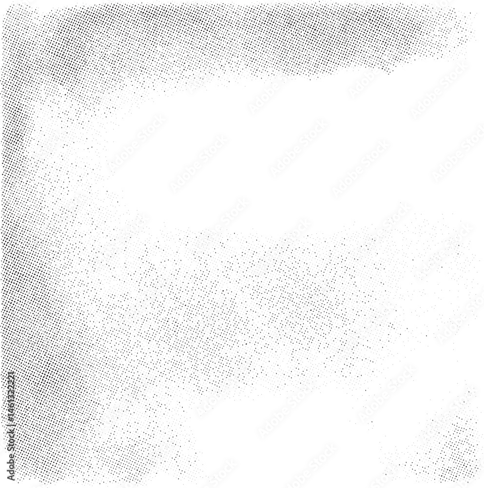 Poster a grayscale square frame is partially filled with a textured speckled
