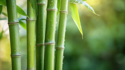 A 4K photo of 4K photo of macro fortunate bamboo with dew.