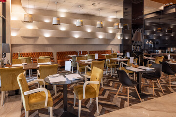 Stylish modern restaurant interior with cozy seating