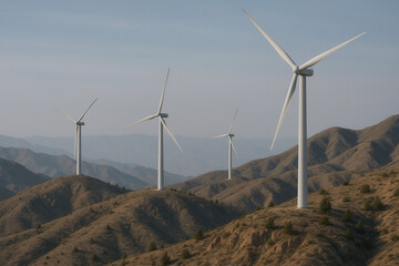 Harnessing wind energy wind turbines on mountainous terrain renewable power generation landscape