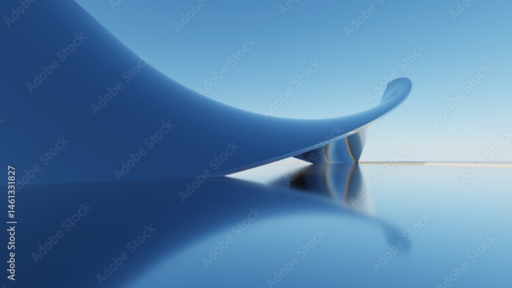 Poster 3d illustration of abstract minimal architecture background, geometric architectural with curve desi