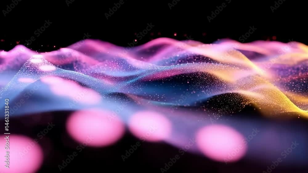 Aufkleber colorful waves of light in motion. vibrant waves of color flow gracefully against a dark background,