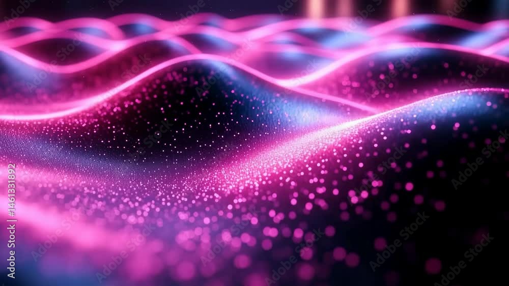 Aufkleber glittering digital waves. colorful waves shimmer with pink and blue light, creating a mesmerizing di