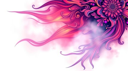 Fototapeta premium Floral Fantasy: A vibrant and intricate artistic illustration. Its dynamic swirls and bursts of color capture imagination and showcase the beauty of creativity.