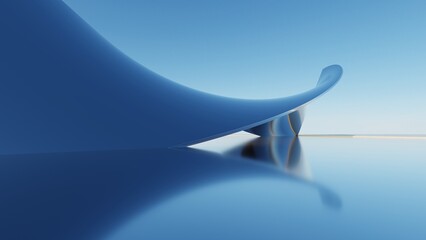 3d illustration of abstract minimal architecture background, geometric architectural with curve design, Car presentation