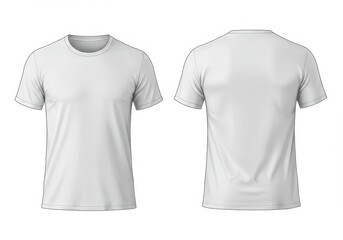 Two views of a plain white t-shirt, showcasing the front and back of the garment on a white background