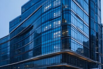 Modern Glass Facade of Urban Office Building with Sleek Architectural Design