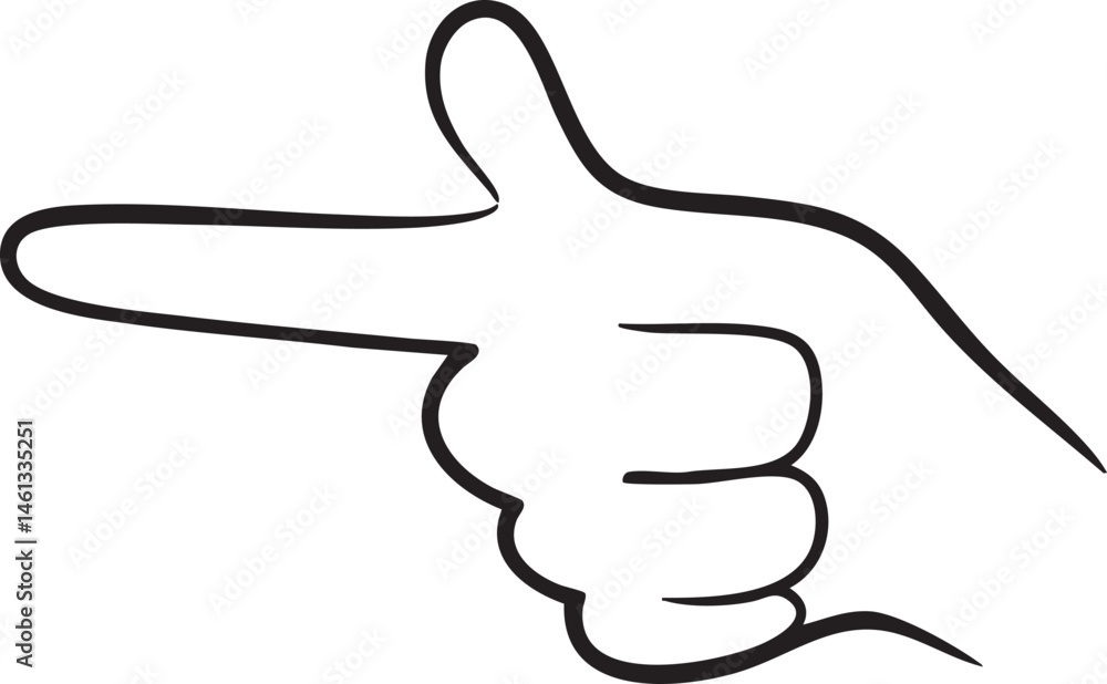Poster a hand points directly forward with an extended index finger.