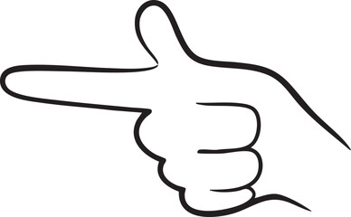 A hand points directly forward with an extended index finger.